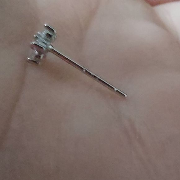 14K White Gold Plated Flower Earrings - Picture 8 of 12